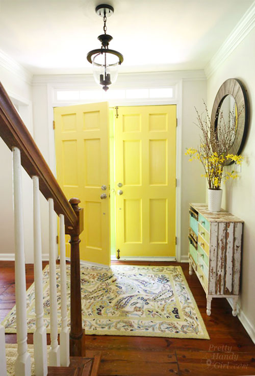 Benjamin Moore Yellow Highlighter Painted Interior Doors | Pretty Handy Girl