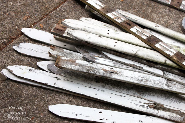 Old picket fence pieces