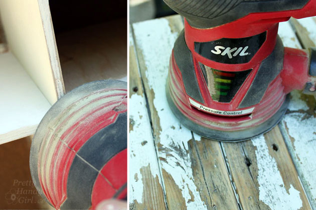 Skil orbital Sander sanding wood.