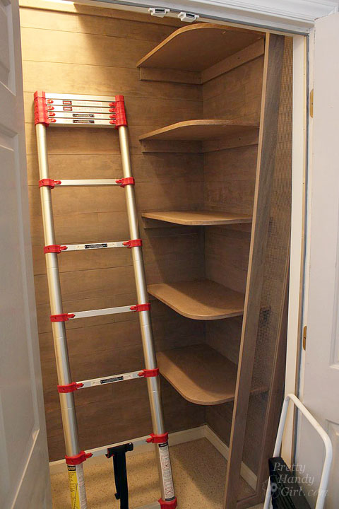 Sport Gear Storage Shelves in a Small Space | Pretty Handy Girl