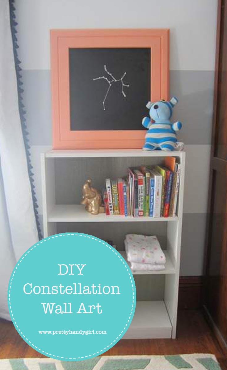 This idea for constellation wall art is both a way to add art to the walls, and some personalization for gift giving! | DIY wall art | Pretty Handy Girl #prettyhandygirl #DIYart #wallart
