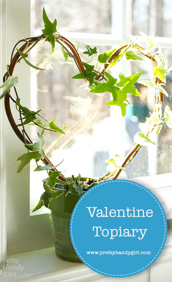 Check out this tutorial from Pretty Handy Girl and see how easy it is to create a heart shaped topiary. Keep it for yourself or give it to the one you love. | Non-candy Valentine's Day gifts | #prettyhandygirl #Valentinesday #DIYtopiary #plant