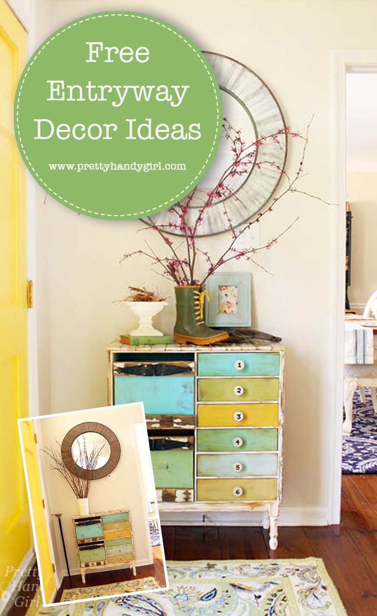 You don't need a huge budget to make over a space in your home! See how Pretty Handy Girl transformed her entryway for FREE! | Free home decor ideas | Entryway decor #prettyhandygirl #homedecor #entrywaydecor