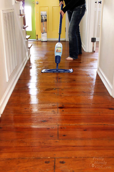 How to Refinish Wood Floors without Sanding | Pretty Handy Girl