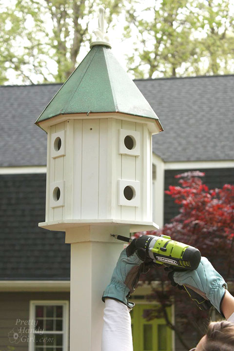 Install a Post Mounted Birdhouse | Pretty Handy Girl