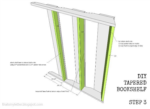bookshelf tapered step 3 plans