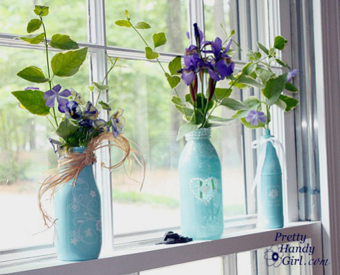 Spraypainted Bottle Vases