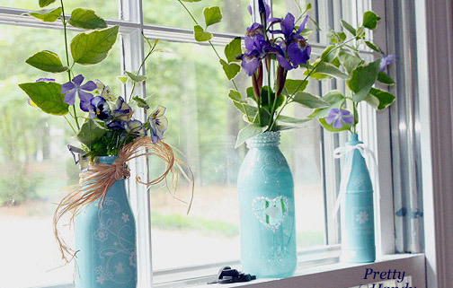 Spraypainted Bottle Vases