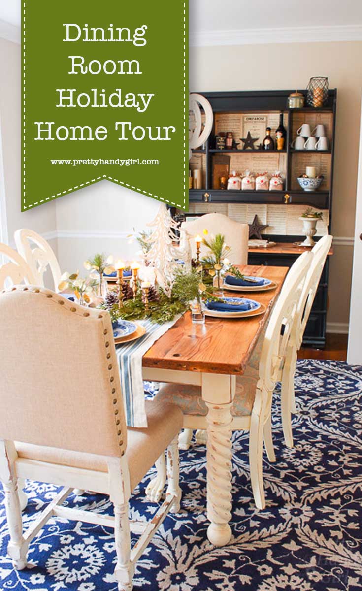 Add holiday charm to your dining room with these holiday home decor ideas from Pretty Handy Girl | holiday dining room | dining room decor #prettyhandygirl #holidayhome #holidaydiningroom #diningroom #holidaydecor