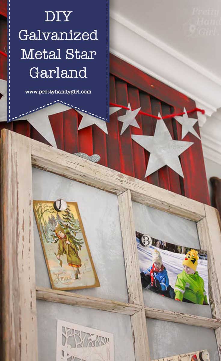 Add rustic holiday charm to your home's decor with this DIY galvanized star garland from Pretty Handy Girl! | DIY holiday home decor | holiday home craft | #prettyhandygirl #DIY #holidayhome #holidaycraft