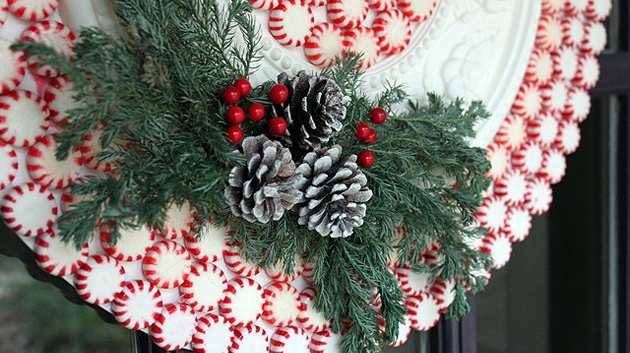 Ceiling Medallion Peppermint Wreath | Pretty Handy Girl