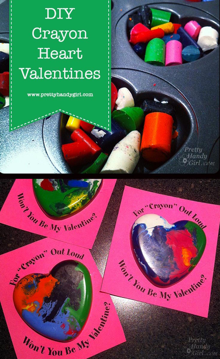 Skip the candy with these DIY melted crayon valentines from Pretty Handy Girl! | DIY Valentine's Day gifts #holidaygifts #prettyhandygirl