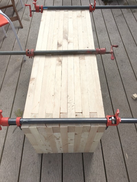 Building a dining bench with 2x4s and wood glue