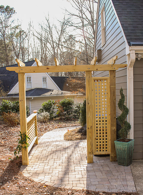 Build a Pergola with Trellis to Screen Your Trash Cans | Pretty Handy Girl