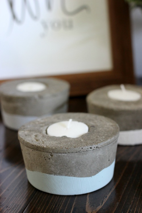 Concrete Tea Light Candle Holders | Pretty Handy Girl