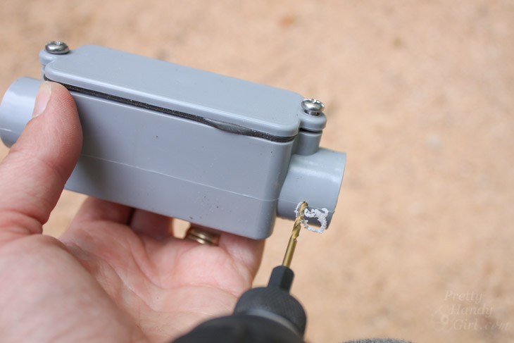 drill-hole-into-conduit-3-way-connector