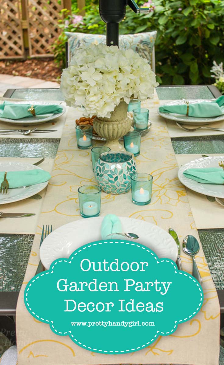vertical image with text overlay outdoor garden party