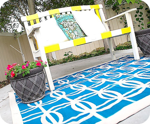 stenciled rug on the bottom photo