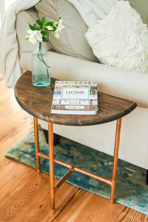 Half Round Copper & Wood Side Table | Pretty Handy Girl