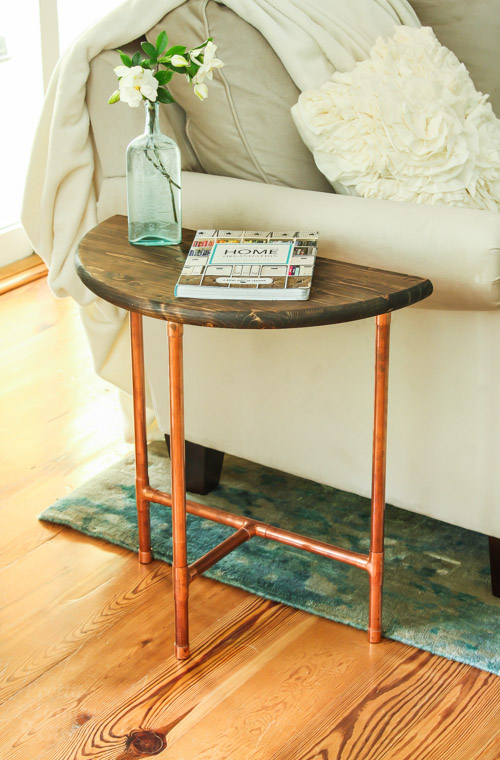 Half Round Copper & Wood Side Table | Pretty Handy Girl