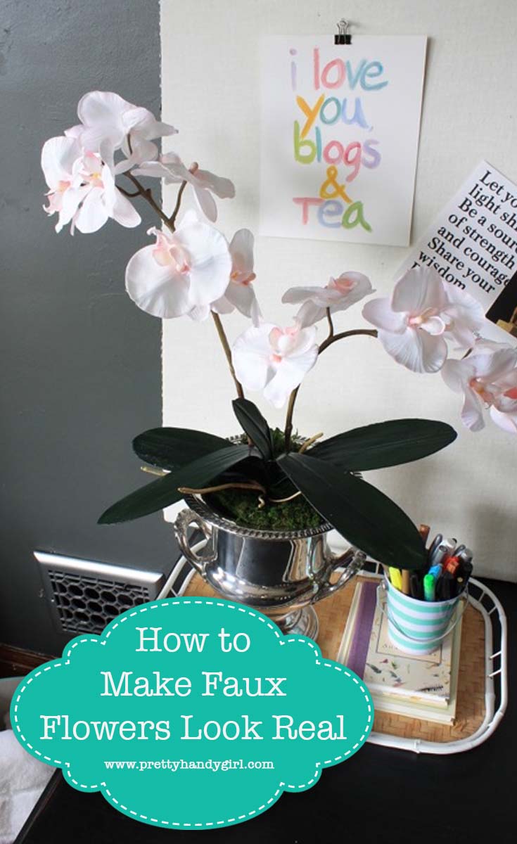 Check out this great way to get the look of real greenery with fauxÂ flowers! | Pretty Handy Girl #prettyhandygirl #fauxflowers #homedecor #crafttutorial