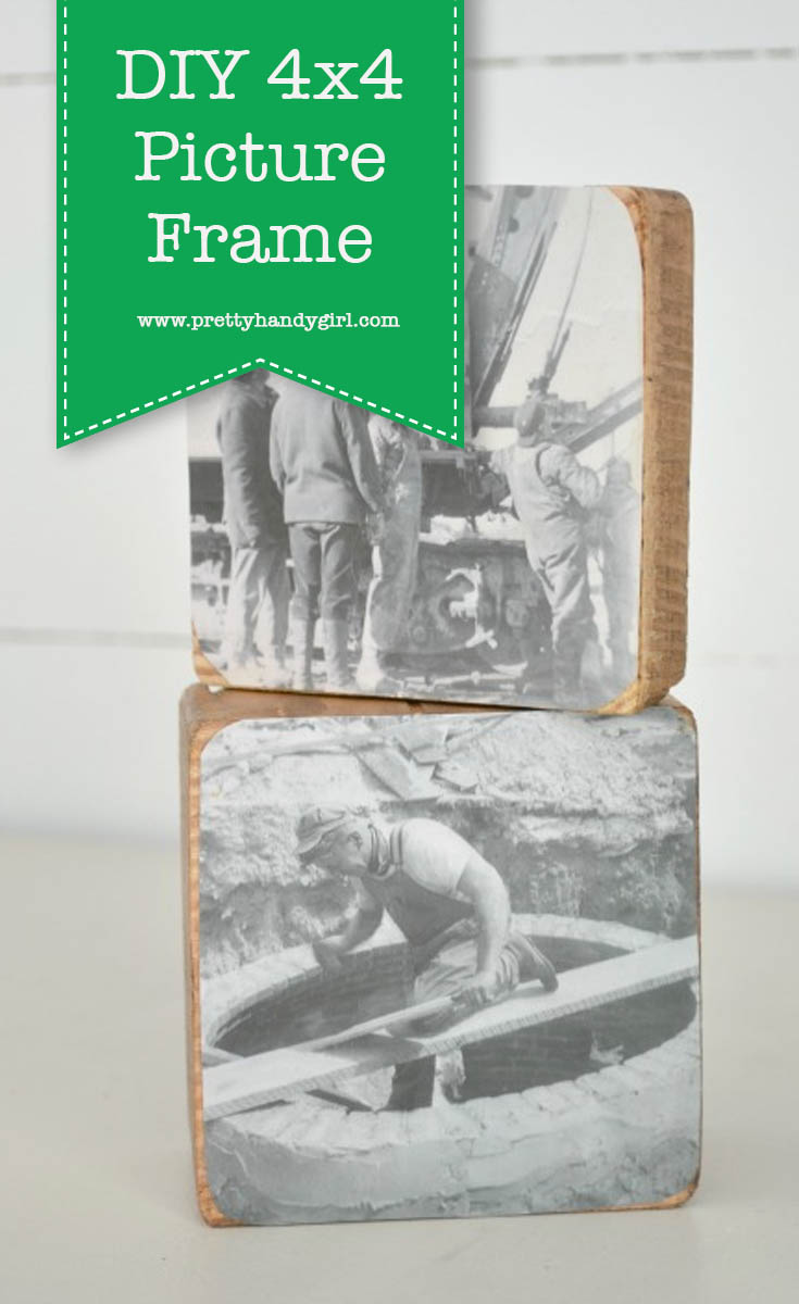 A 4x4 picture frame is a great way to use up some left over 4x4s. | Scrap wood project | Pretty Handy Girl #prettyhandygirl #DIY #scrapwood #pcitureframe