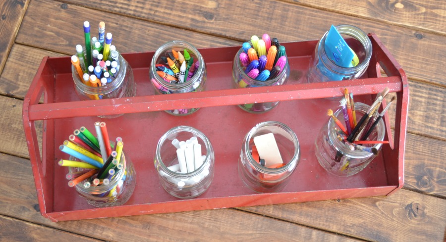 Get organized before the school year creeps up on you. This toolbox homework caddy will help your kids find everything they need. | Toolbox Homework Caddy