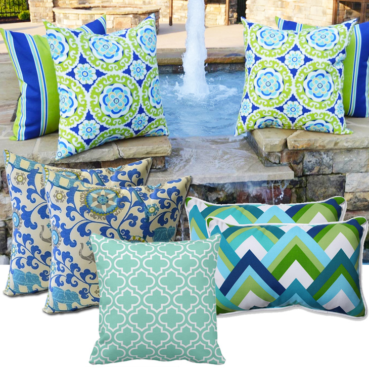 Blue Green Outdoor Pillows