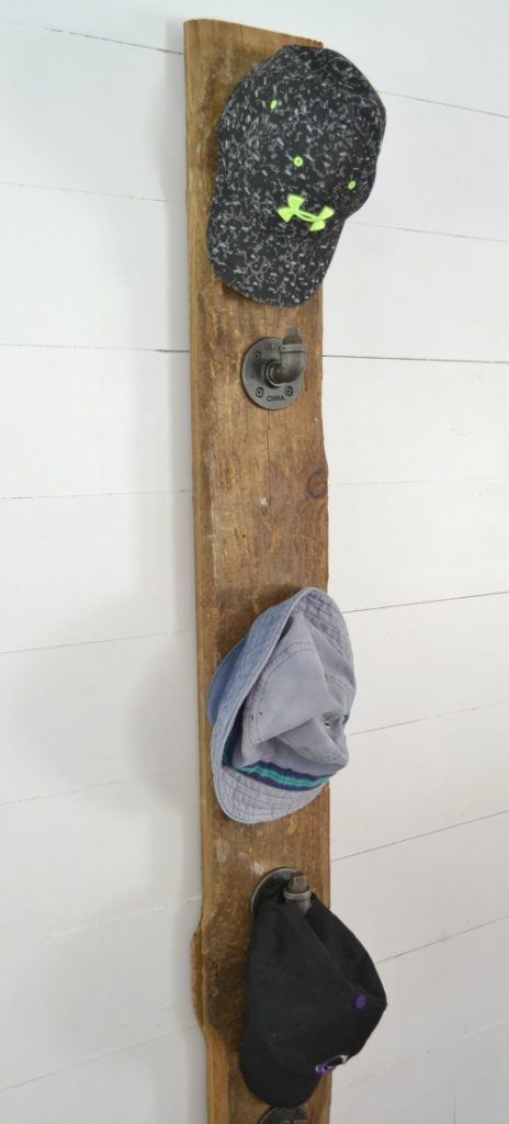How to build an industrial hat rack to keep all your hats organized. | prettyhandygirl.com