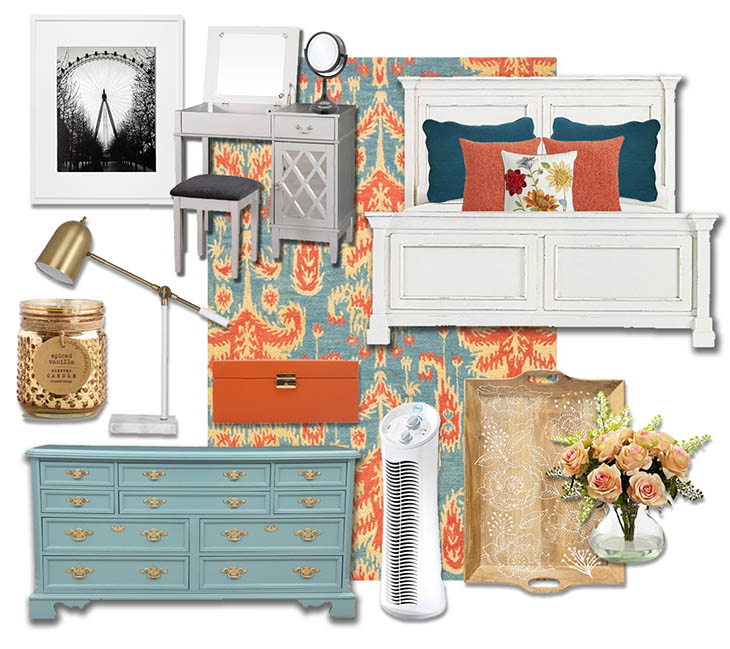 Colorful Farmhouse Chic Master Bedroom | Shop this look