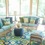 This Drab Screen Porch got a major Makeover with pops of Aqua and Green! Yummy Color!