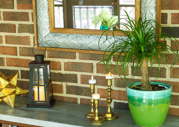 This Drab Screen Porch got a major Makeover with pops of Aqua and Green! Yummy Color!