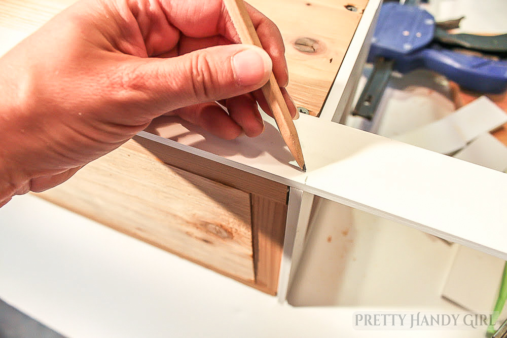 mark lattice piece lengths on window box