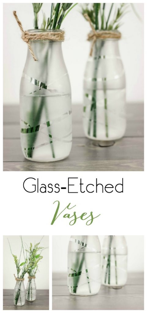 Upcycle some old milk bottles or glass containers into these beautiful and chic Glass Etched Vases!