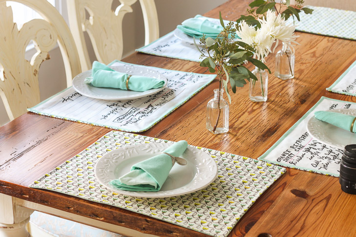 How to Sew Reversible Recipe Card Placemats | Pretty Handy Girl