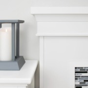 My candle lantern and fireplace mantel are made with the same trim!