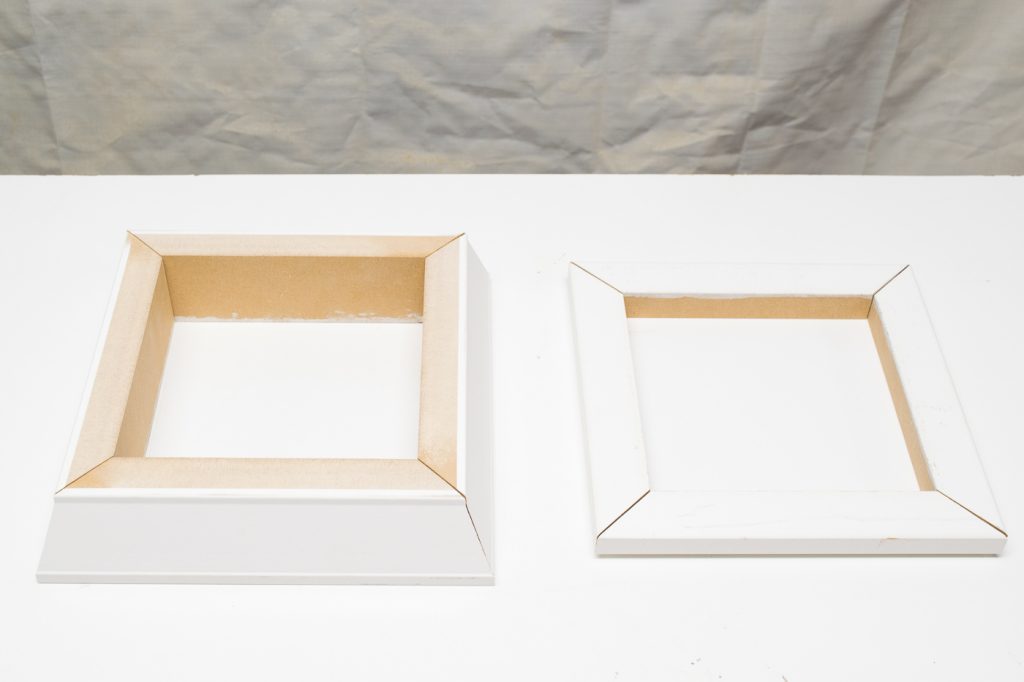 Miter the corners of your base and top pieces to create two squares.