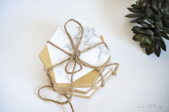 Hostess Gift Ideas - Gold and Marble Coasters