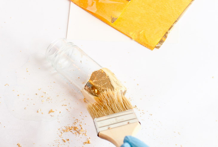 DIY Gold Leaf Vases from Recycled Bottles | Pretty Handy Girl
