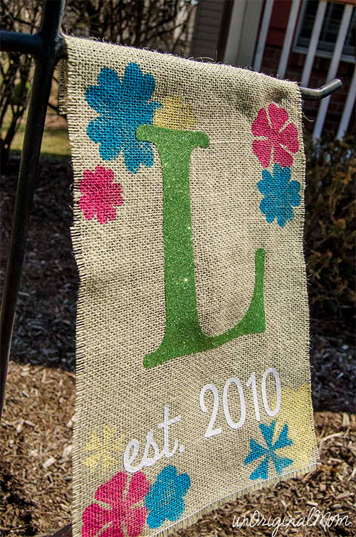 Burlap Monogram Flag