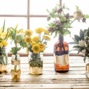 DIY Gold Leaf Vases from Recycled Bottles | Pretty Handy Girl