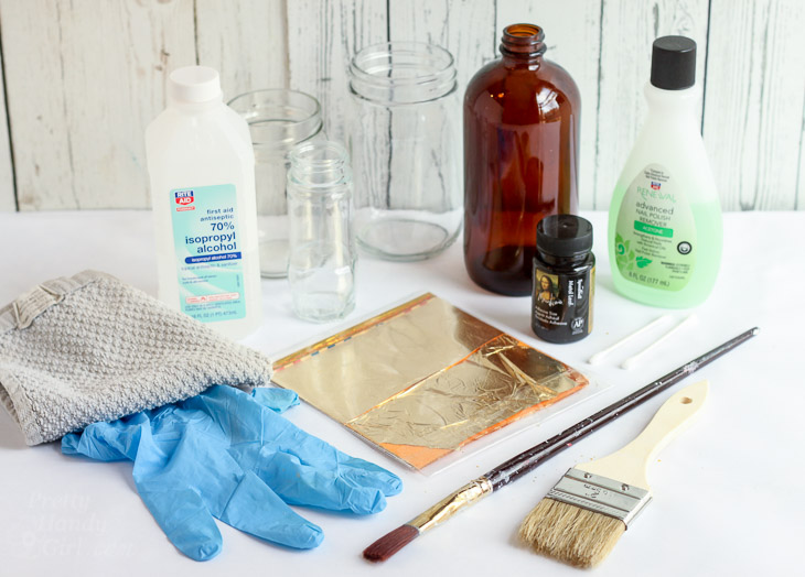 DIY Gold Leaf Vases from Recycled Bottles | Pretty Handy Girl