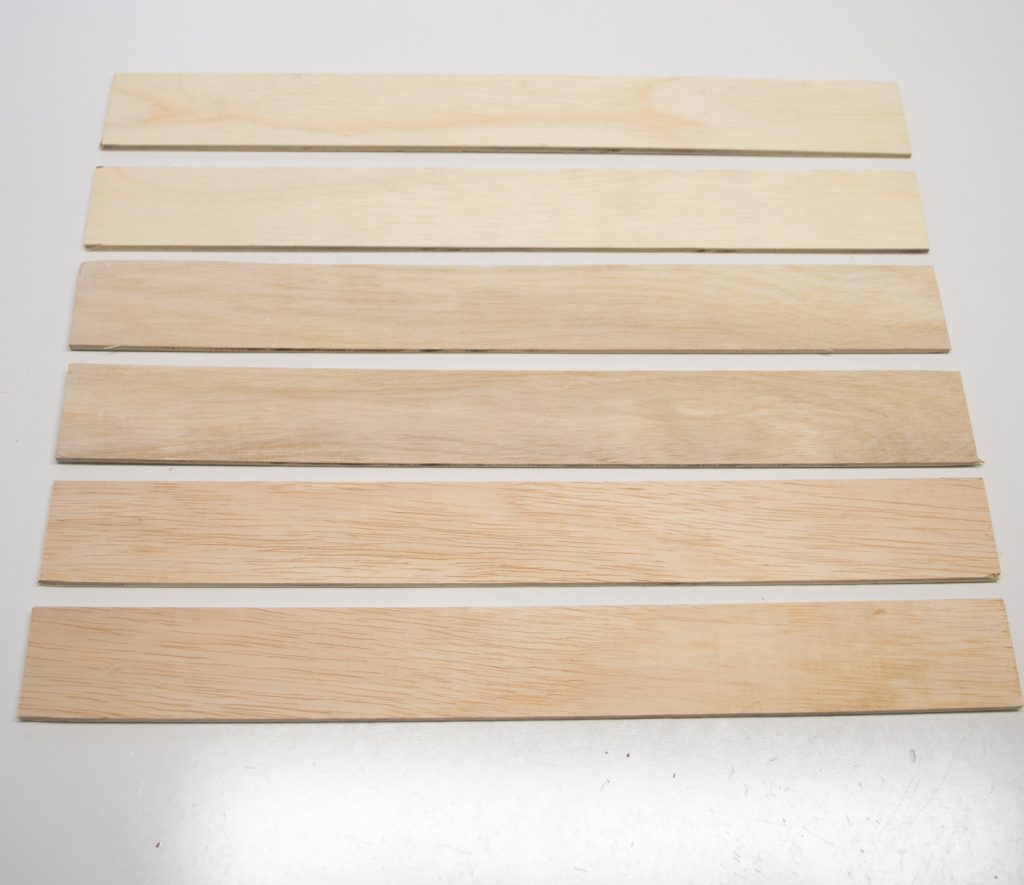 Cut the slats to 2" x 18"