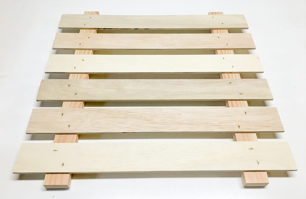 karate belt display slats nailed in place