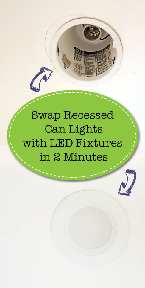 Add Energy Efficient LED Fixtures in Recessed Can Lights | Pretty Handy Girl