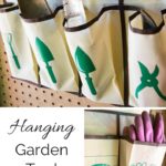 Get all your gardening tools in one spot with this hanging garden tool organizer!
