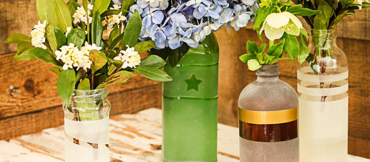 Frosted Vases from the Recycling Bin | Pretty Handy Girl