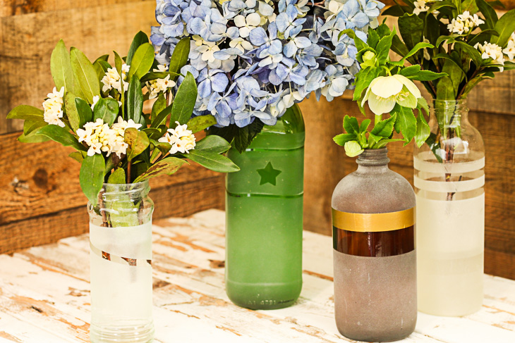 Frosted Vases from the Recycling Bin | Pretty Handy Girl