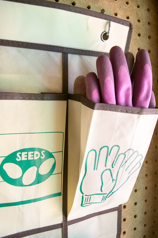 No more hunting for that missing gardening glove! Matching pairs fit perfectly in the pockets of this hanging garden tool organizer.