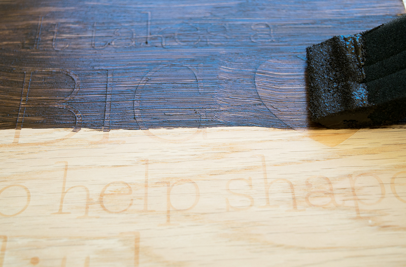 Use gel stain over the glue stencil of the teacher sign.